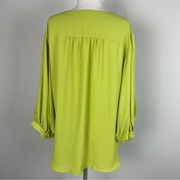 Chico's Chartruse Green Tie Front Top 3 - Picture 4 of 7